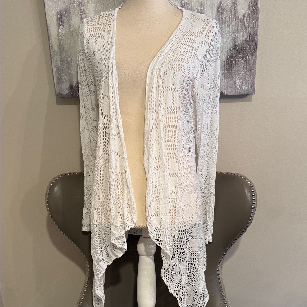 White Lace Open Front Cardigan (made in Italy)
